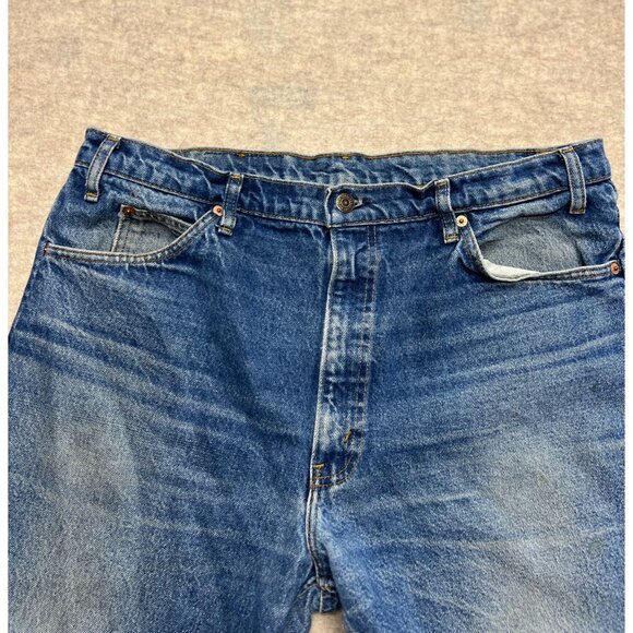 Vintage 80's DIY Cutoff Denim Jean Shorts Levi's Orange Label 38" Waist - Picture 2 of 9